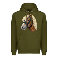 Army Green Haflinger Avelignese Horse Premium Hoodie - LillyAllenDesigns