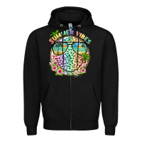Black summer vibes with smile face and leopard Zipper Hoodie - texasbilliewilder