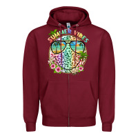 Burgundy summer vibes with smile face and leopard Zipper Hoodie - texasbilliewilder