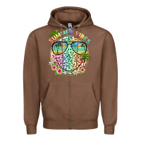 Chestnut summer vibes with smile face and leopard Zipper Hoodie - texasbilliewilder