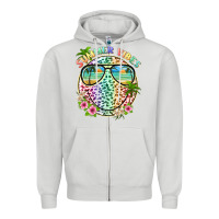 Dove Grey summer vibes with smile face and leopard Zipper Hoodie - texasbilliewilder