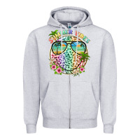 Heather Grey summer vibes with smile face and leopard Zipper Hoodie - texasbilliewilder