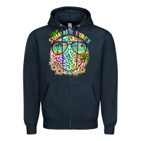 Navy summer vibes with smile face and leopard Zipper Hoodie - texasbilliewilder