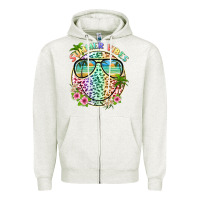 Oatmeal Heather summer vibes with smile face and leopard Zipper Hoodie - texasbilliewilder
