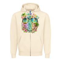 Sandshell summer vibes with smile face and leopard Zipper Hoodie - texasbilliewilder
