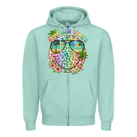 Seafoam summer vibes with smile face and leopard Zipper Hoodie - texasbilliewilder