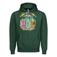 Sports Green summer vibes with smile face and leopard Zipper Hoodie - texasbilliewilder