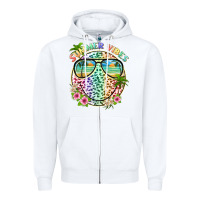 White summer vibes with smile face and leopard Zipper Hoodie - texasbilliewilder