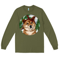 Army Green Shiba Inu Christmas Long Sleeve Tee - RanaPortraitStore