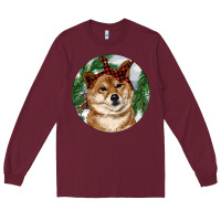 Burgundy Shiba Inu Christmas Long Sleeve Tee - RanaPortraitStore