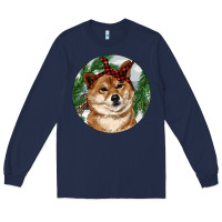 Navy Shiba Inu Christmas Long Sleeve Tee - RanaPortraitStore