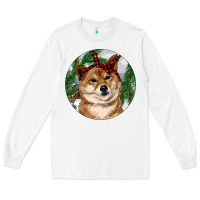 White Shiba Inu Christmas Long Sleeve Tee - RanaPortraitStore