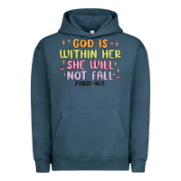 Pigment Midnight Navy god is within her she will not fall Urban Hoodie - MaliasSmallBusiness