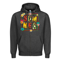 Charcoal Heather summer with fruit Zipper Hoodie - texasbilliewilder