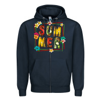 Navy summer with fruit Zipper Hoodie - texasbilliewilder