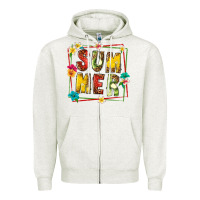 Oatmeal Heather summer with fruit Zipper Hoodie - texasbilliewilder