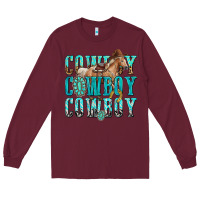 Burgundy cowboy cowboy cowboy Long Sleeve Tee - texasbilliewilder