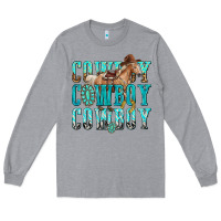Heather Grey cowboy cowboy cowboy Long Sleeve Tee - texasbilliewilder