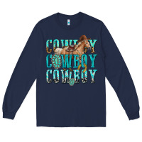 Navy cowboy cowboy cowboy Long Sleeve Tee - texasbilliewilder