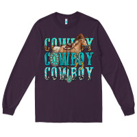 Plum cowboy cowboy cowboy Long Sleeve Tee - texasbilliewilder