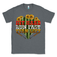 Charcoal Heather hit hard run fast turn left Classic Tee - BundleAndBundleShop
