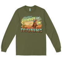 Army Green cowboy in training Long Sleeve Tee - texasbilliewilder