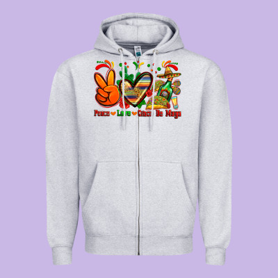 Peace Love Cinco De Mayo Zipper Hoodie Designed By Zillion Design Studio