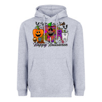 Heather Grey happy halloween tooth Heavyweight Hoodie - RacoonDesign