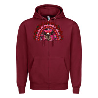 Burgundy valentine's day baby cow rainbow Zipper Hoodie - RanaPortraitStore