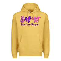 Antique Gold Peace Love Dragons Premium Hoodie - RanaPortraitStore