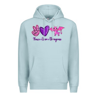 Blue Mist Peace Love Dragons Premium Hoodie - RanaPortraitStore