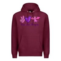 Burgundy Peace Love Dragons Premium Hoodie - RanaPortraitStore