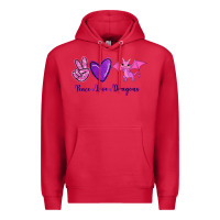 Cardinal Peace Love Dragons Premium Hoodie - RanaPortraitStore