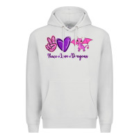 Dove Grey Peace Love Dragons Premium Hoodie - RanaPortraitStore
