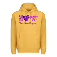 Mustard Peace Love Dragons Premium Hoodie - RanaPortraitStore