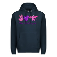 Navy Peace Love Dragons Premium Hoodie - RanaPortraitStore