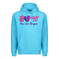Ocean Blue Peace Love Dragons Premium Hoodie - RanaPortraitStore