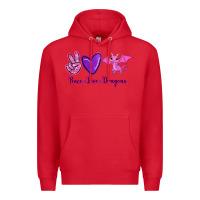 Red Peace Love Dragons Premium Hoodie - RanaPortraitStore