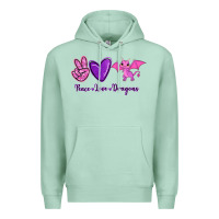 Seafoam Peace Love Dragons Premium Hoodie - RanaPortraitStore