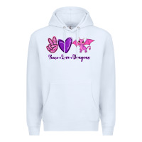 White Peace Love Dragons Premium Hoodie - RanaPortraitStore