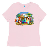 Bubblegum Pink camp life beach Ladies Tee - BarkalooDesign