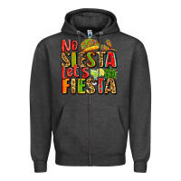 Charcoal Heather no siesta let's fiesta Zipper Hoodie - Zillion Design Studio