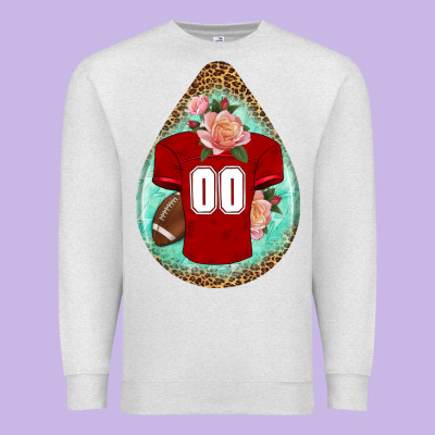 American Football And Western Roses Teardrop Premium Sweatshirt Designed By Bundleandbundleshop