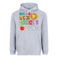 Heather Grey hello sun schools done Heavyweight Hoodie - HRA Design Shop