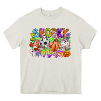 Cream Spooky Vibes Ghost Heavy Core Tee - CowhideDigitalArt