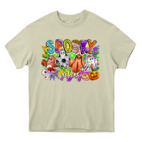 Mossy Spooky Vibes Ghost Heavy Core Tee - CowhideDigitalArt