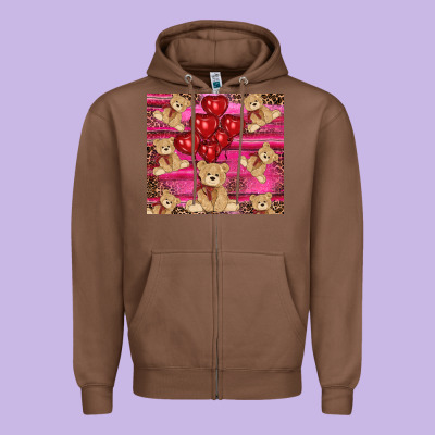 Valentine's Day Tedybear Tumbler Zipper Hoodie Designed By Ranaportraitstore