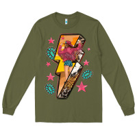 Army Green cowgirl with lightning bolt Long Sleeve Tee - texasbilliewilder
