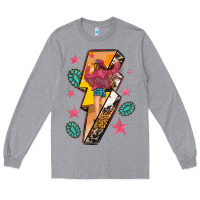 Heather Grey cowgirl with lightning bolt Long Sleeve Tee - texasbilliewilder
