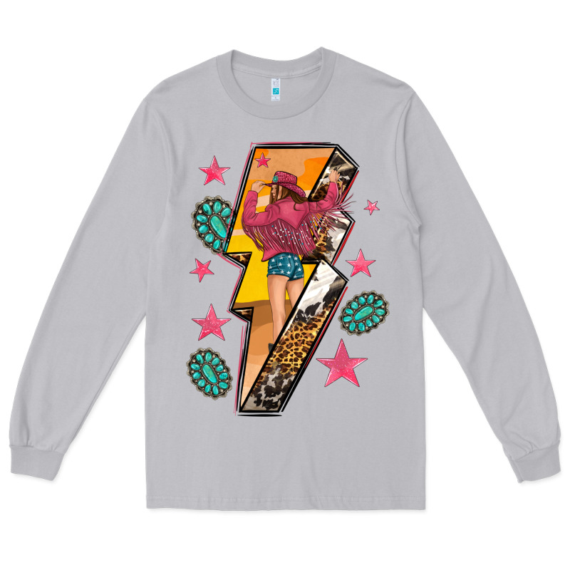 Cowgirl With Lightning Bolt Long Sleeve Tee by texasbilliewilder | Teevron